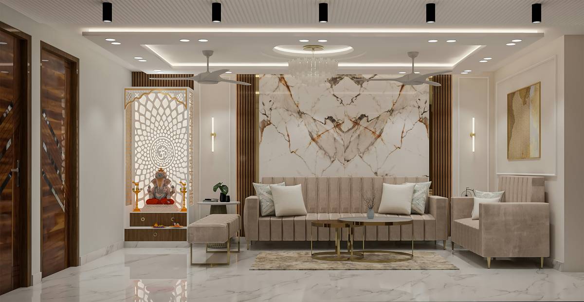 Professional home automation installation in gurgaon team running cable through false ceiling